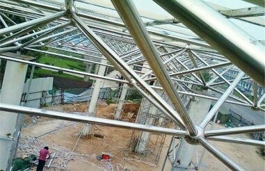 Interaction between space frame and column