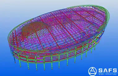 The smooth hoisting of the roof space frame of the International Convention and Exhibition Center project